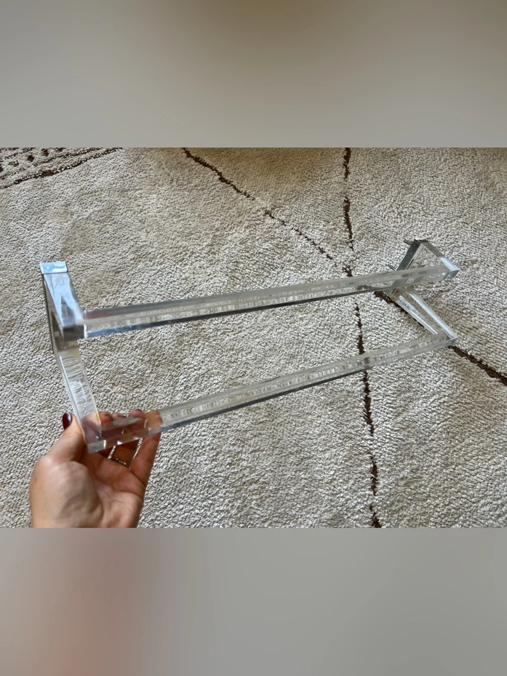 Vintage Lucite Towel Rack - MCM Clear Acrylic Double Towel Bar-  A. Quincy Jones